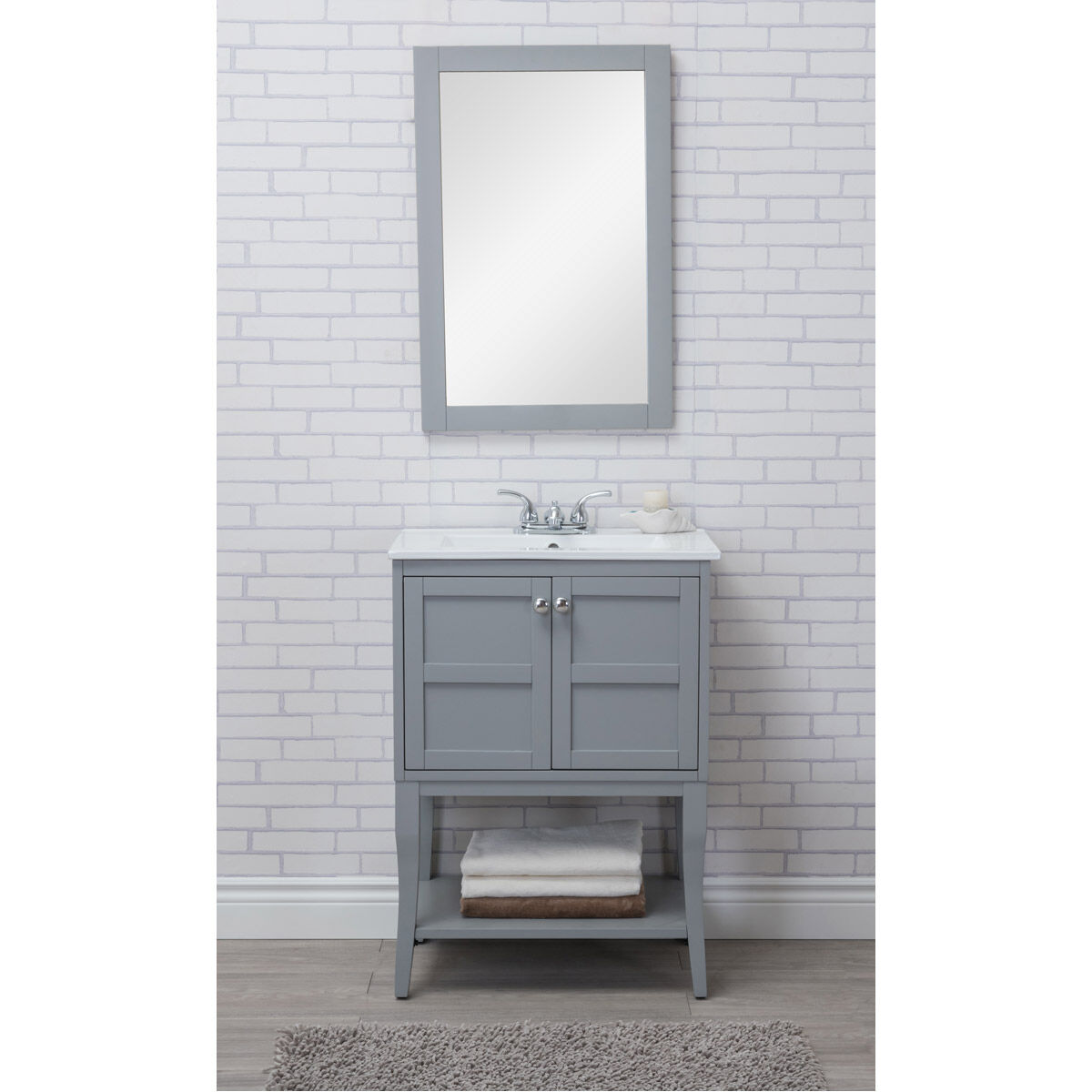 Mason 24 X 33 inch Grey and Chrome Vanity Set