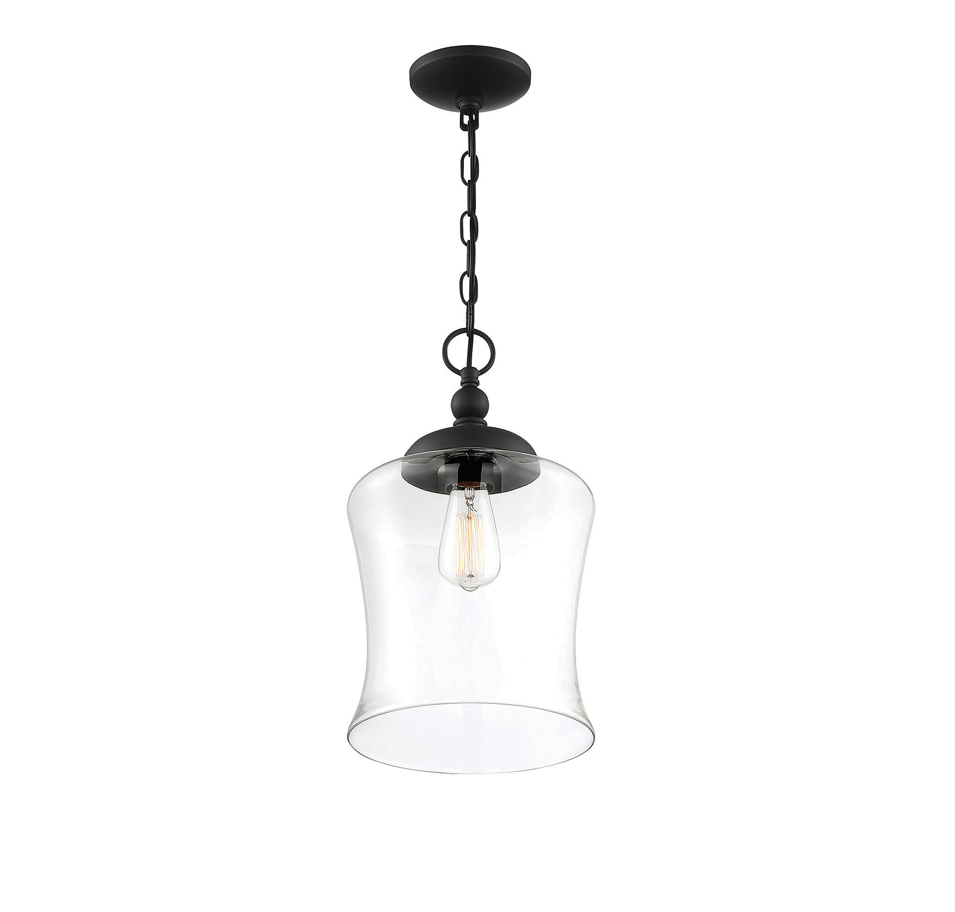 Modern 1 Light 9.75 inch Matte Black Pendant Ceiling Light