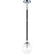 Particles 1 Light 5.88 inch Black and Chrome Pendant Ceiling Light in Chrome and Clear