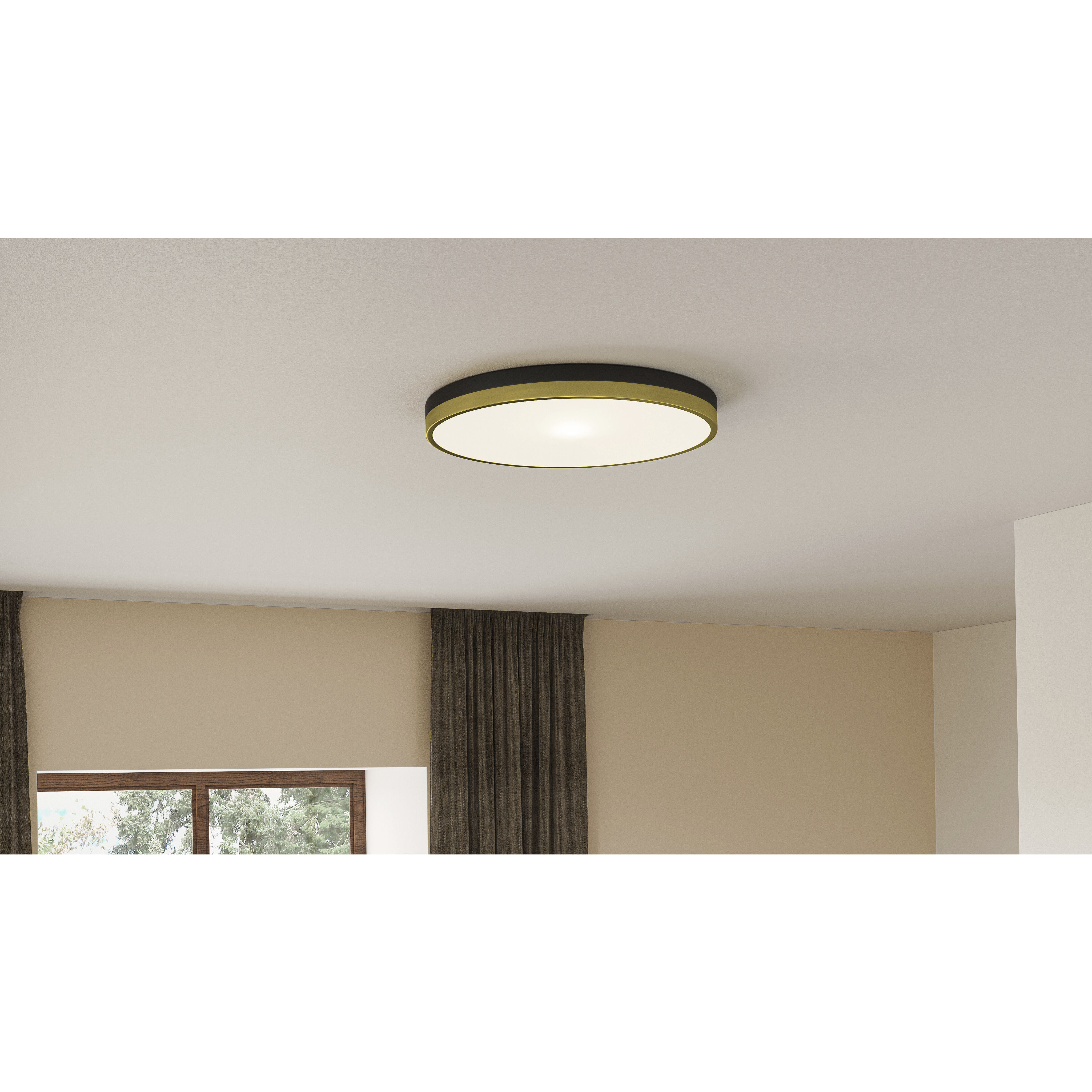 Weldin LED 20 inch Matte Black Gold Flush Mount Ceiling Light