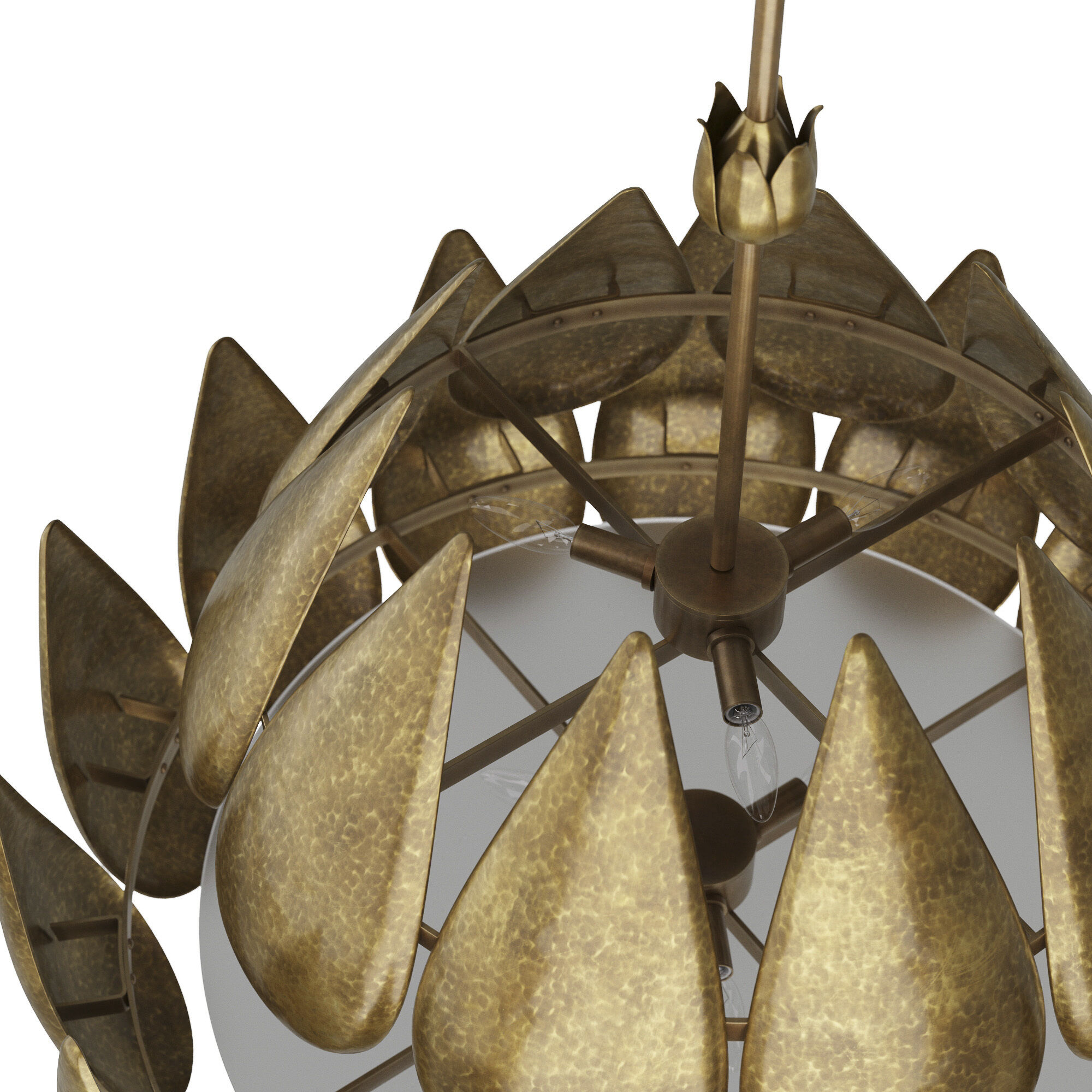 Anastasia 40 inch Hammered Brass Chandelier Ceiling Light