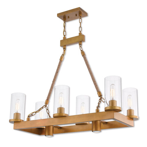 Metuchen 8 Light 34 inch Aged Gold Linear Chandelier Ceiling Light