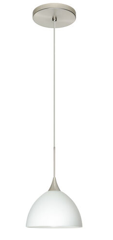 Brella LED Satin Nickel Pendant Ceiling Light in White Glass