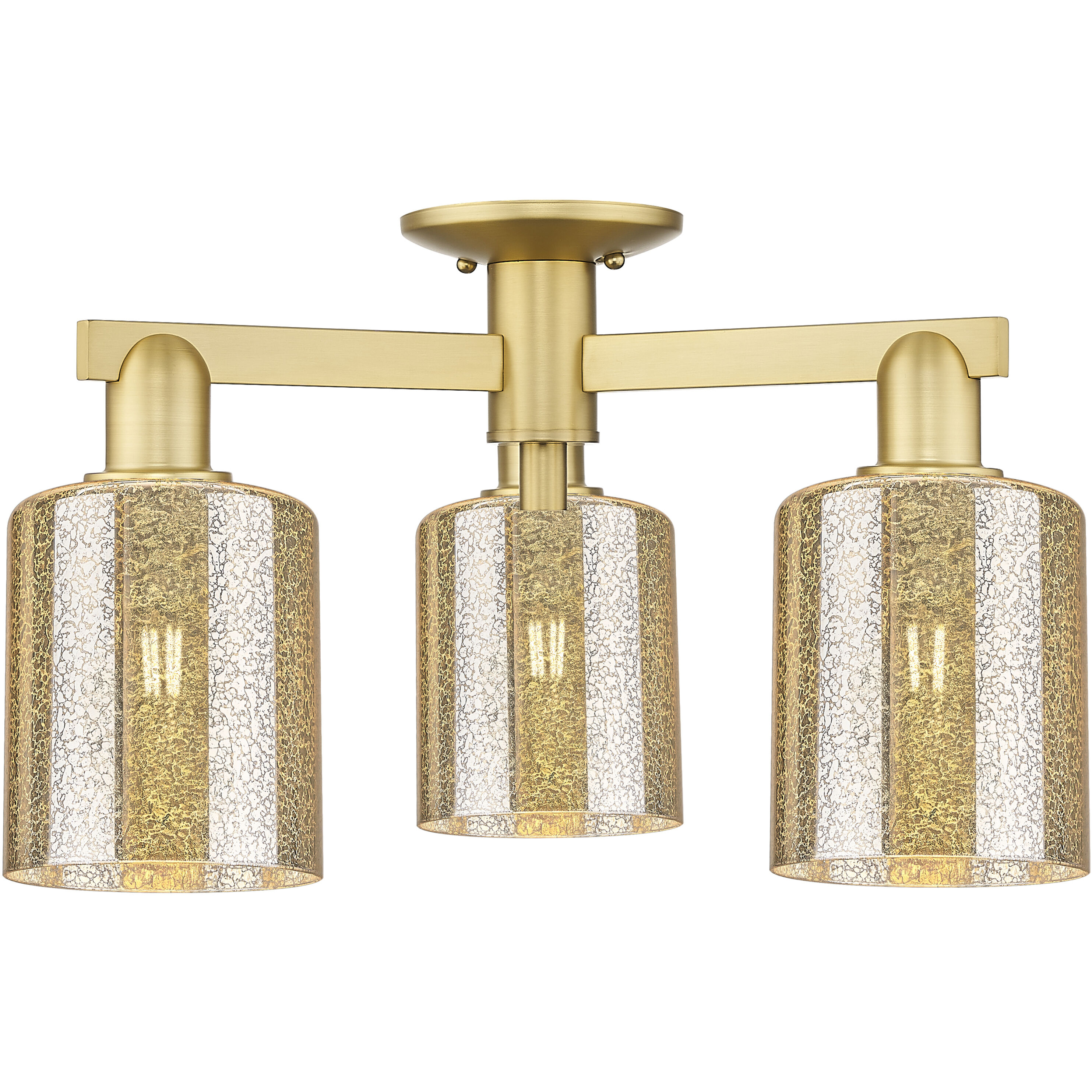 Arcadia Cobbleskill 3 Light 22.5 inch Satin Gold Semi-Flush Mount Ceiling Light in Mercury