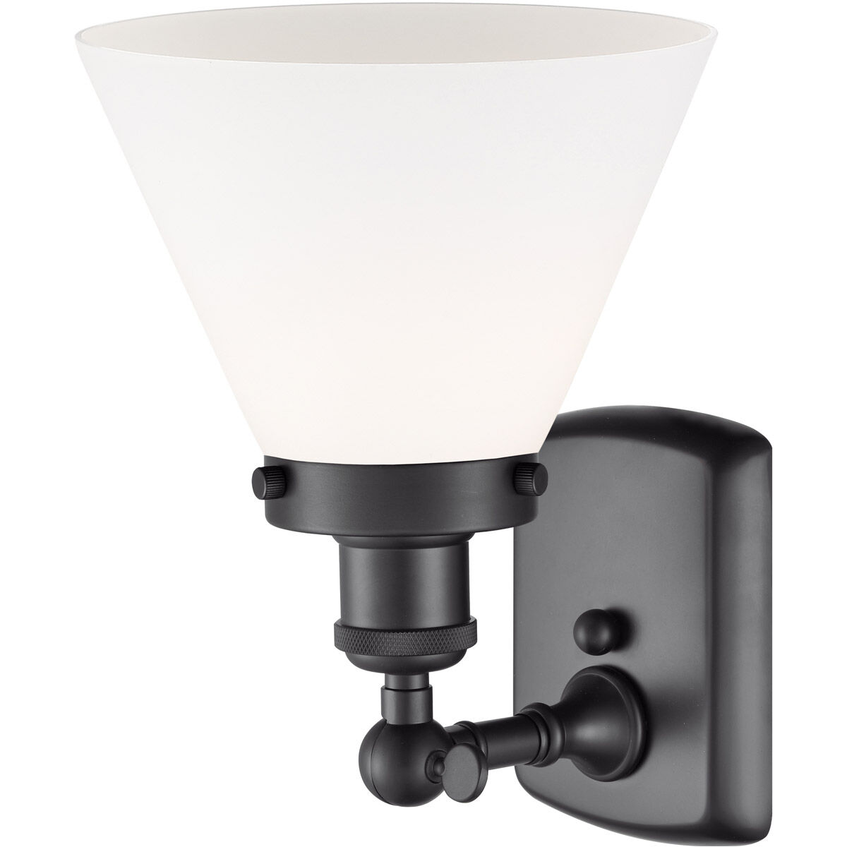 Ballston Large Cone LED 8 inch Matte Black Sconce Wall Light in Matte White Glass, Ballston