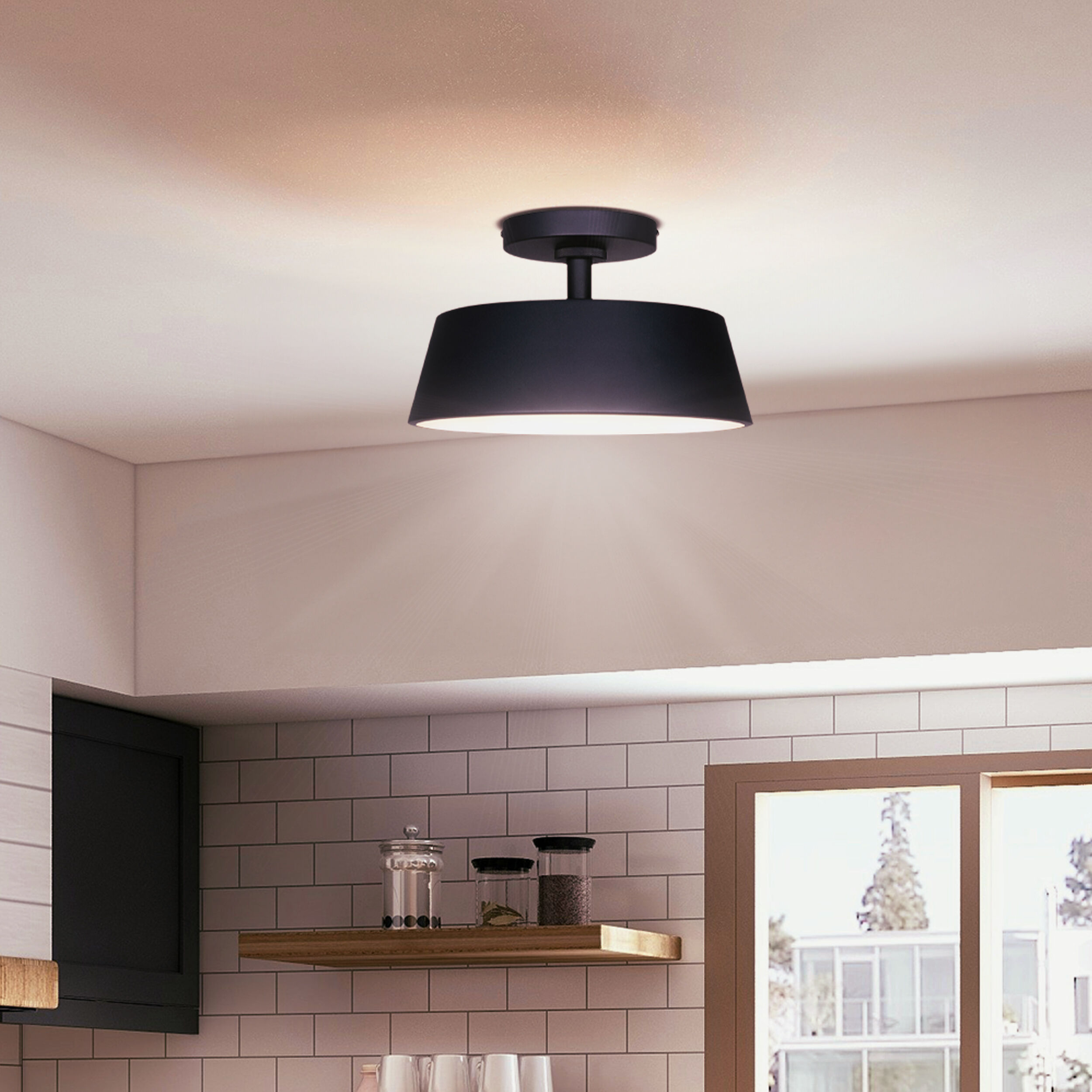 Baxley LED 12.75 inch Black Outdoor Ceiling Lantern