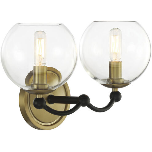 Vantage Kearney Park 2 Light 14 inch Coal and Soft Brass Bath Vanity Wall Light