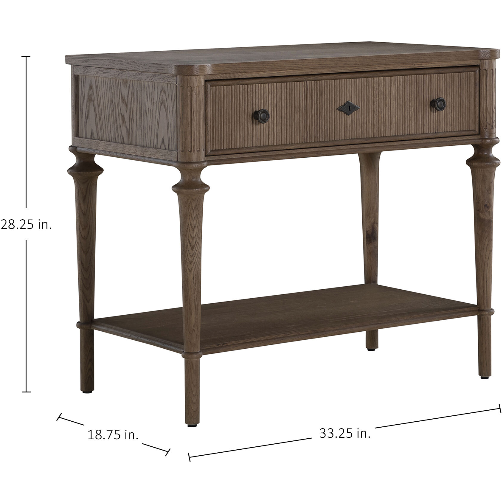 Andrea 33.25 X 28.25 inch Satin Oak and Antique Bronze Nightstand