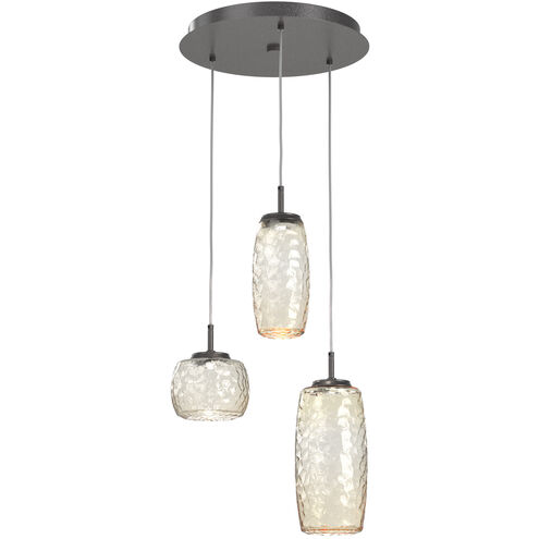 Vessel LED Graphite Multi-Pendant Ceiling Light in Amber, 2700K LED