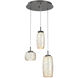 Vessel LED Graphite Multi-Pendant Ceiling Light in Amber, 2700K LED