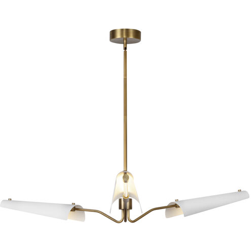 Osorio LED 45.75 inch Matte White and Vintage Brass Chandelier Ceiling Light