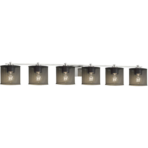 Wire Mesh 6 Light 54 inch Matte Black Bath Bar Wall Light in Cylinder with Flat Rim