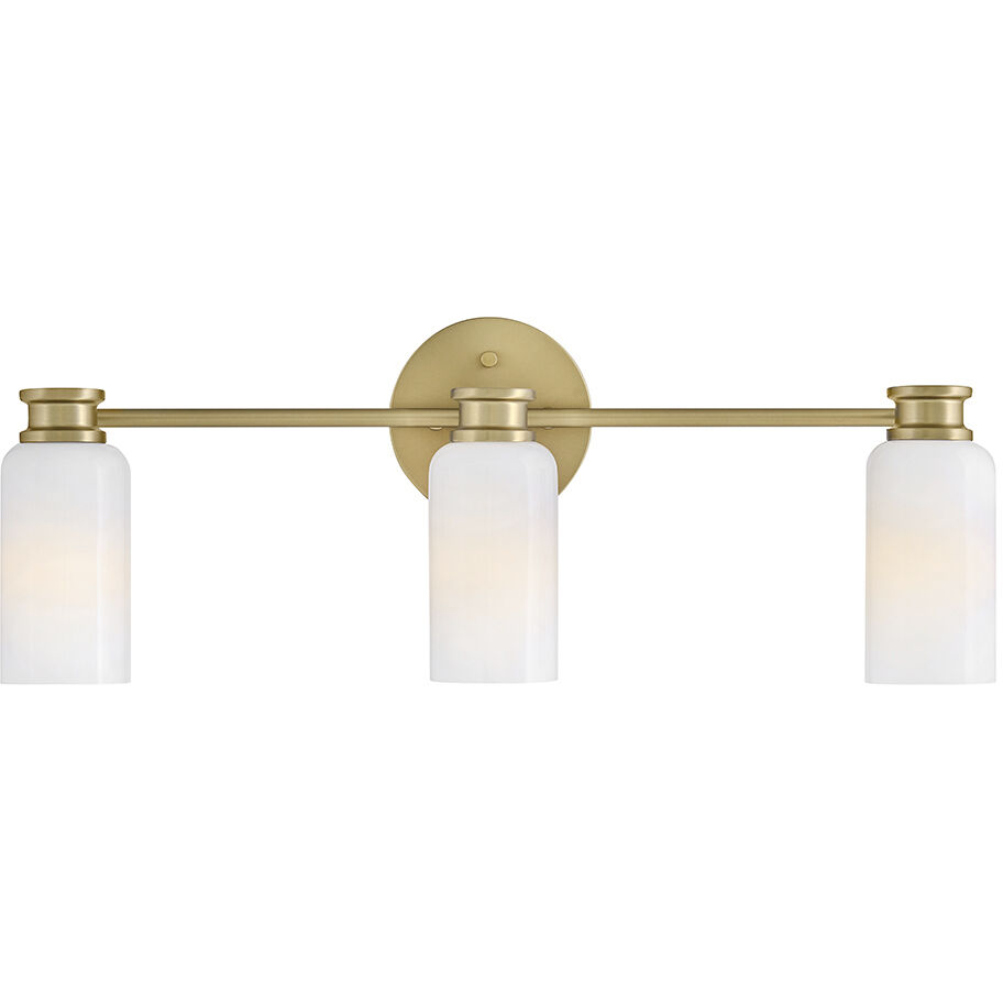 Naomi 3 Light 24 inch Lacquered Brass Bath Light Wall Light in Cased Opal