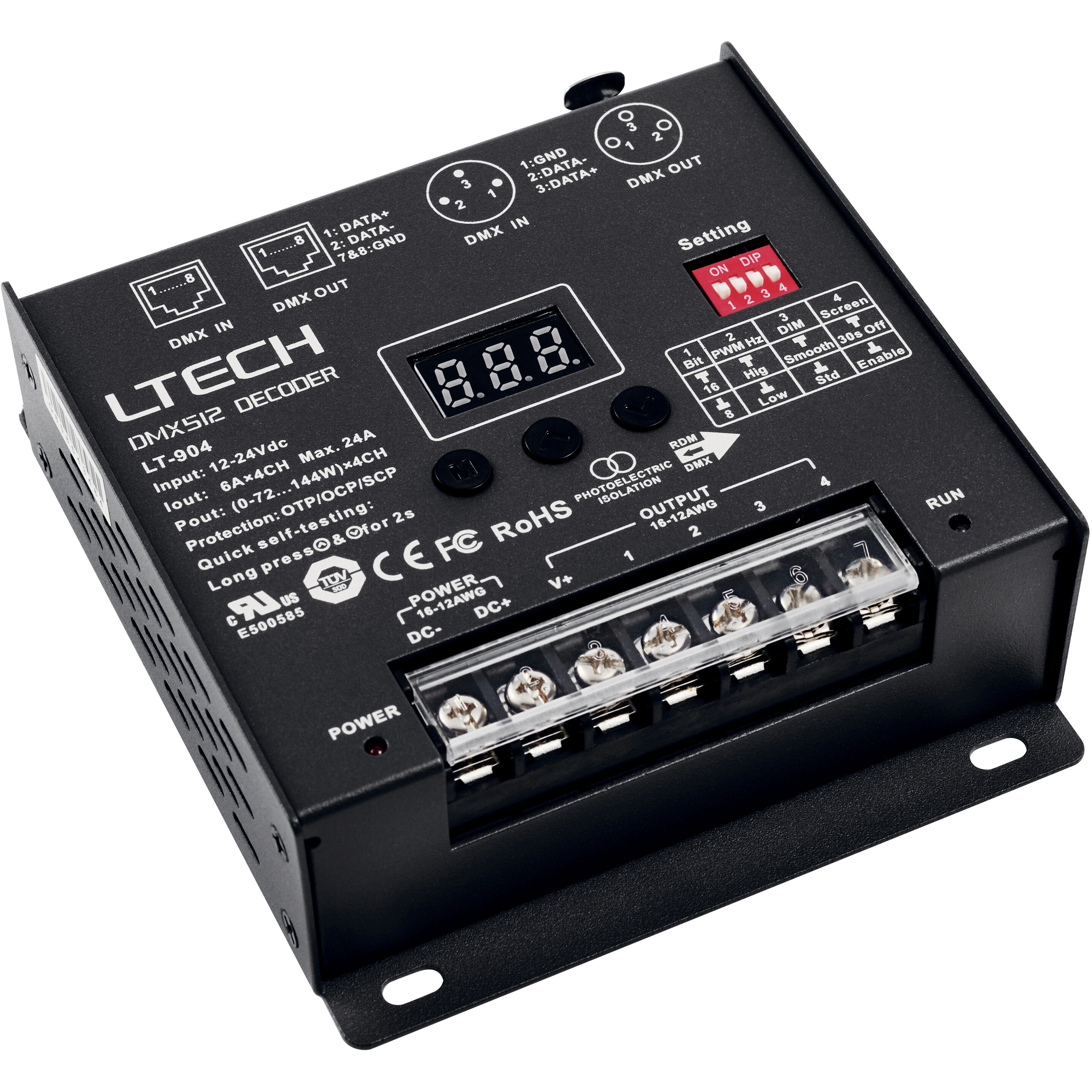 Tunable Dry Black Wireless DMX 512 Decoder