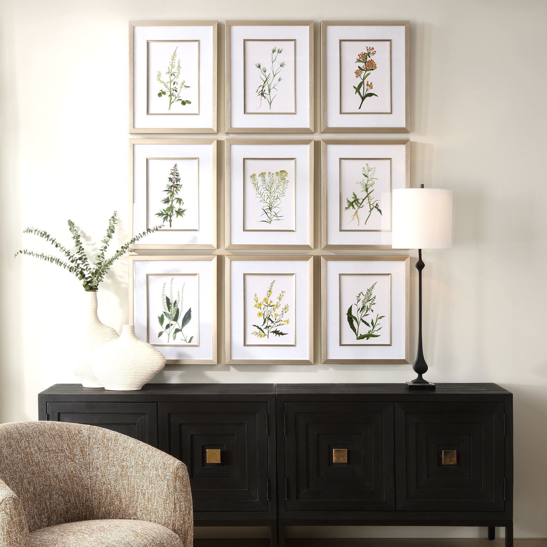 Botanical Flowers 21.38 X 17.38 inch Framed Prints, Set of 9