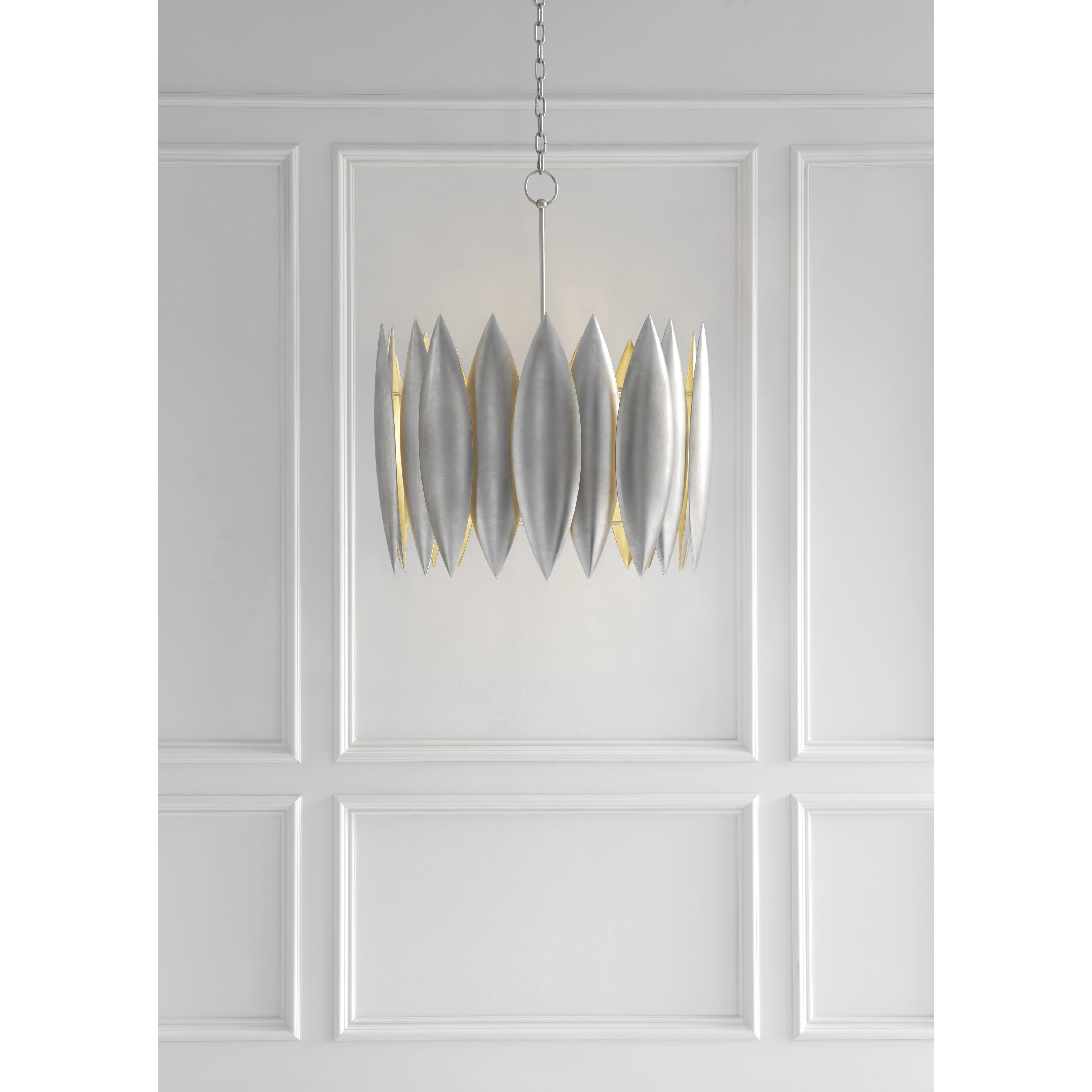 Barry Goralnick Hatton 4 Light 31.25 inch Burnished Silver Leaf Chandelier Ceiling Light, Large