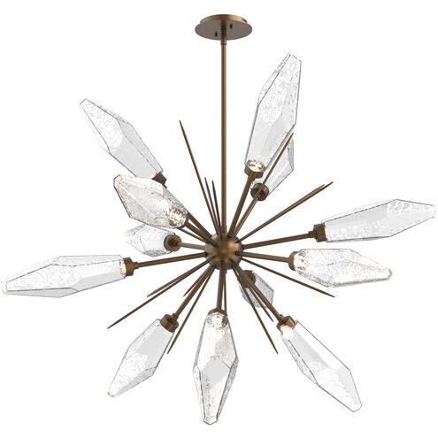 Rock Crystal LED 38.1 inch Flat Bronze Chandelier Ceiling Light in Chilled Clear, 2700K LED, Starburst