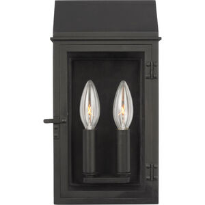 C&M by Chapman & Myers Hingham 2 Light 12 inch Textured Black Outdoor Wall Lantern