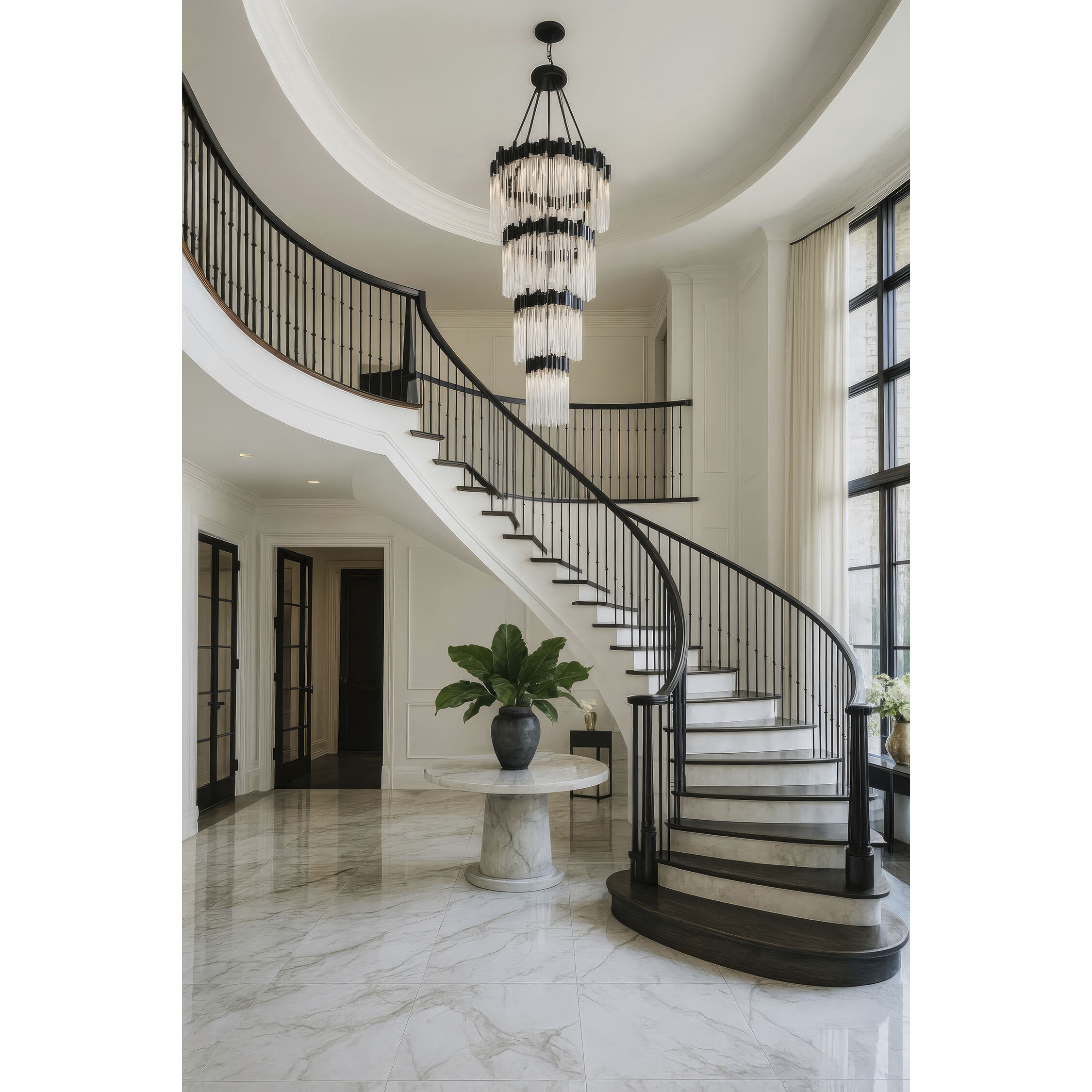 Matrix 30 Light 40 inch Matte Black and French Gold Chandelier Ceiling Light