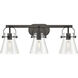 Pilaster II Cone 3 Light 26.5 inch Matte Black Bath Vanity Light Wall Light in Clear Glass