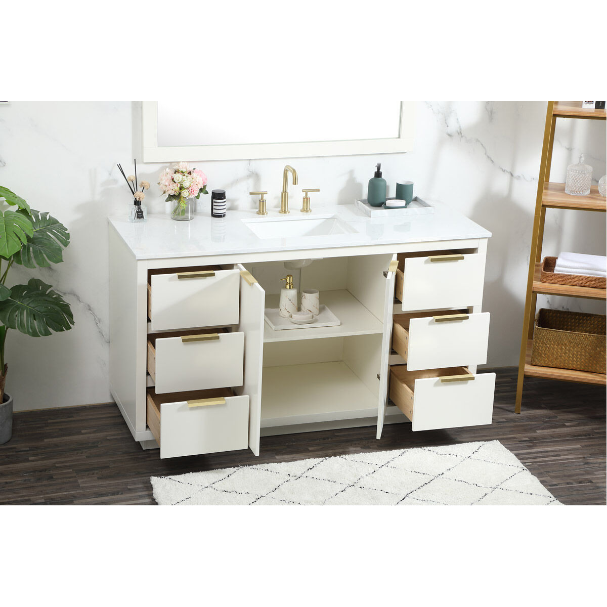Blake 60 X 22 X 34 inch White Vanity Sink Set
