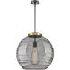 Franklin Restoration Athens Deco Swirl 1 Light 17.88 inch Black Antique Brass Stem Hung Pendant Ceiling Light