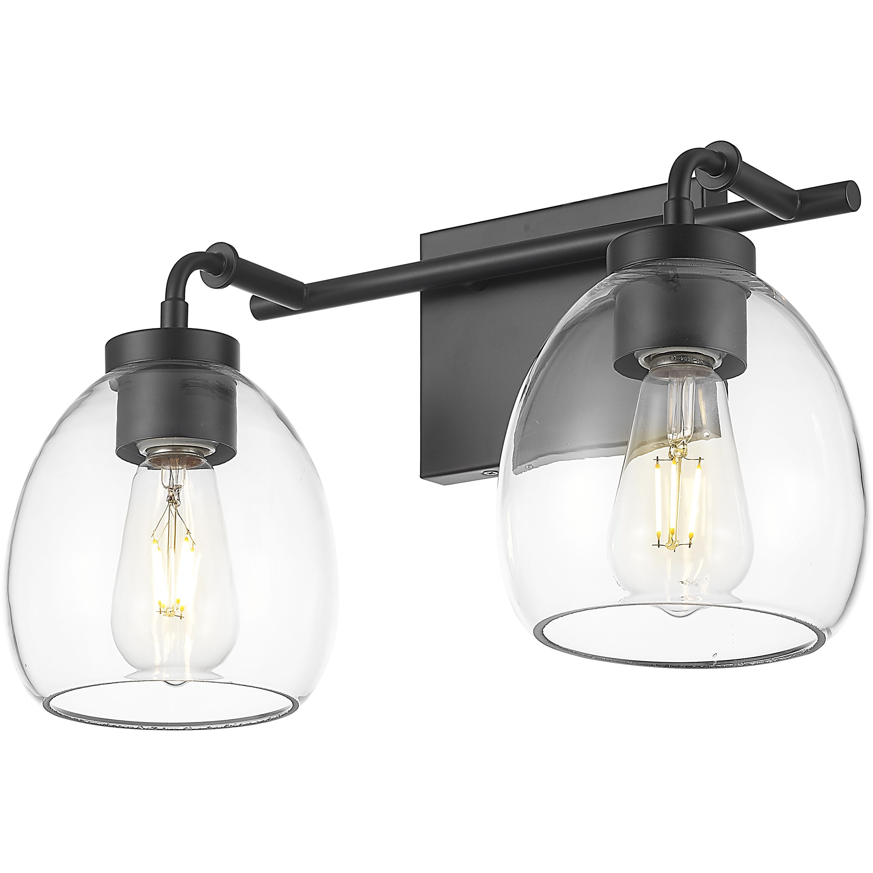 Dawes 2 Light 16 inch Matte Black Vanity Wall Light