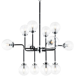 Particles 12 Light 38 inch Black and Chrome Pendant Ceiling Light in Chrome and Clear