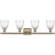 Ballston Brookfield 4 Light 36 inch Antique Brass Bath Vanity Light Wall Light in Incandescent, Clear Glass, Ballston