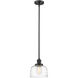 Franklin Restoration Bell 1 Light 8 inch Oil Rubbed Bronze Mini Pendant Ceiling Light in Incandescent, Clear Deco Swirl