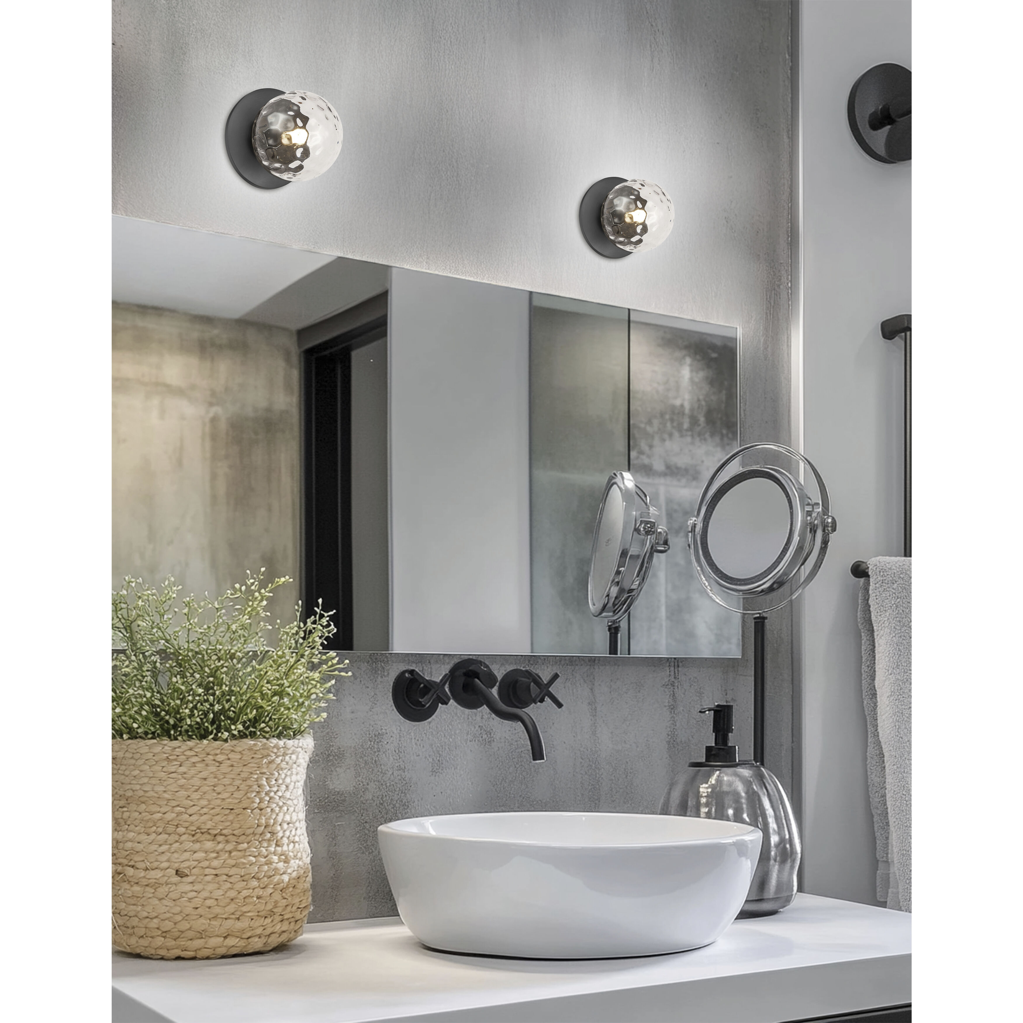 Burlat Wall Sconce Wall Light in Matte Black, Clear