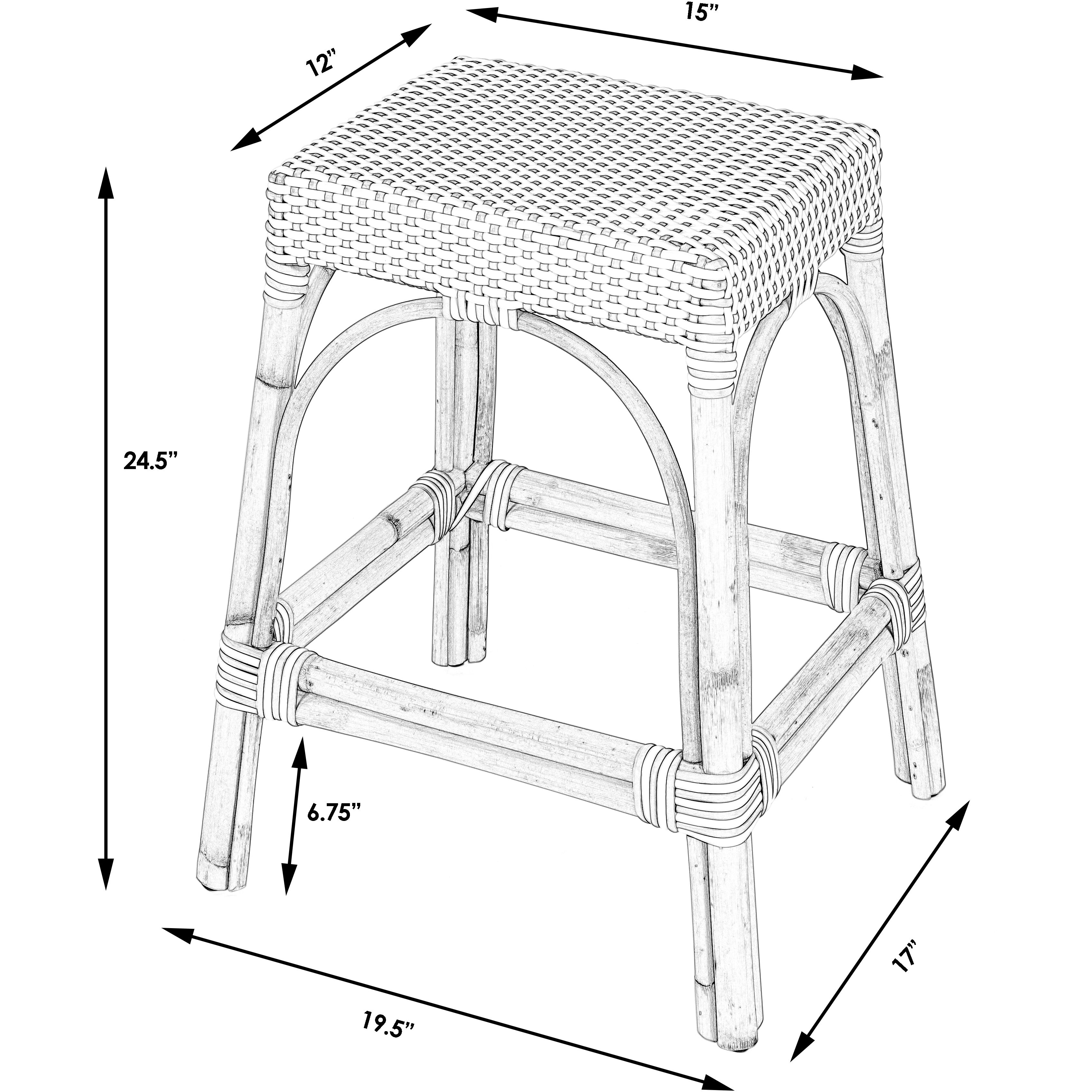 Robias Rectangular Rattan 24.5" Counter Stool in Orange and White Dot