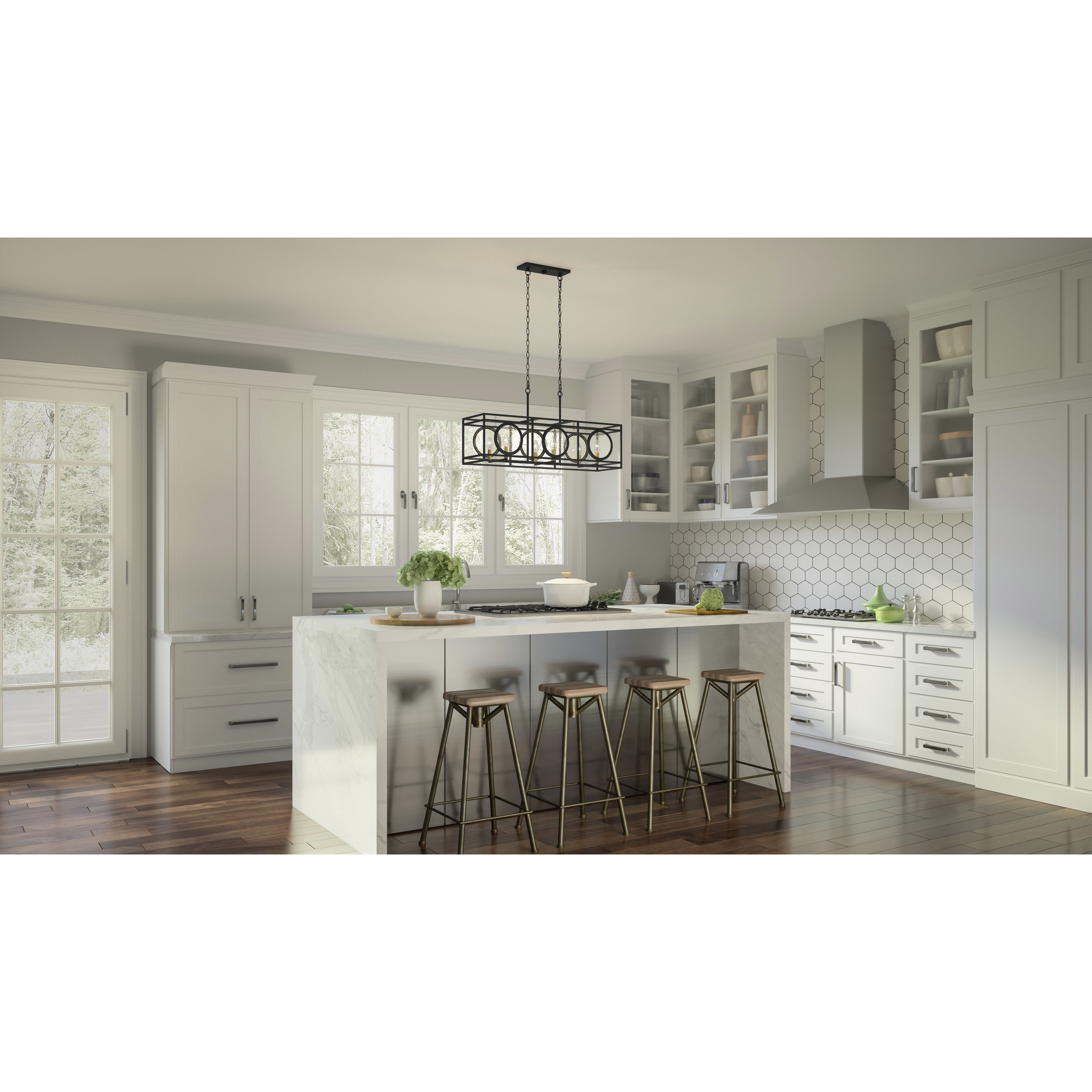 Chalamont 6 Light 36 inch Earth Black Island Light Ceiling Light