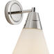 Willard Wall/Vanity Light Wall Light in Polished Nickel, Matte Opal Glass