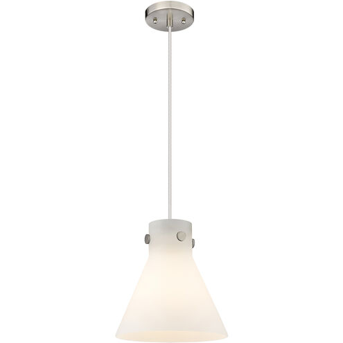 Downtown Urban Newton Cone 1 Light 10 inch Satin Nickel Pendant Ceiling Light in Matte White