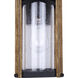 Aki 1 Light 12 inch Black and Wood Outdoor Wall Lantern