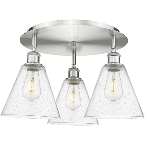 Berkshire 3 Light 19.75 inch Satin Nickel Flush Mount Ceiling Light in Seedy