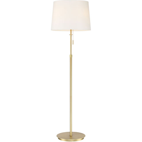 X3 12 inch 100 watt Satin Brass and White Floor Lamp Portable Light