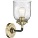 Nouveau Small Bell 1 Light 5 inch Black Antique Brass Sconce Wall Light in Seedy Glass, Nouveau