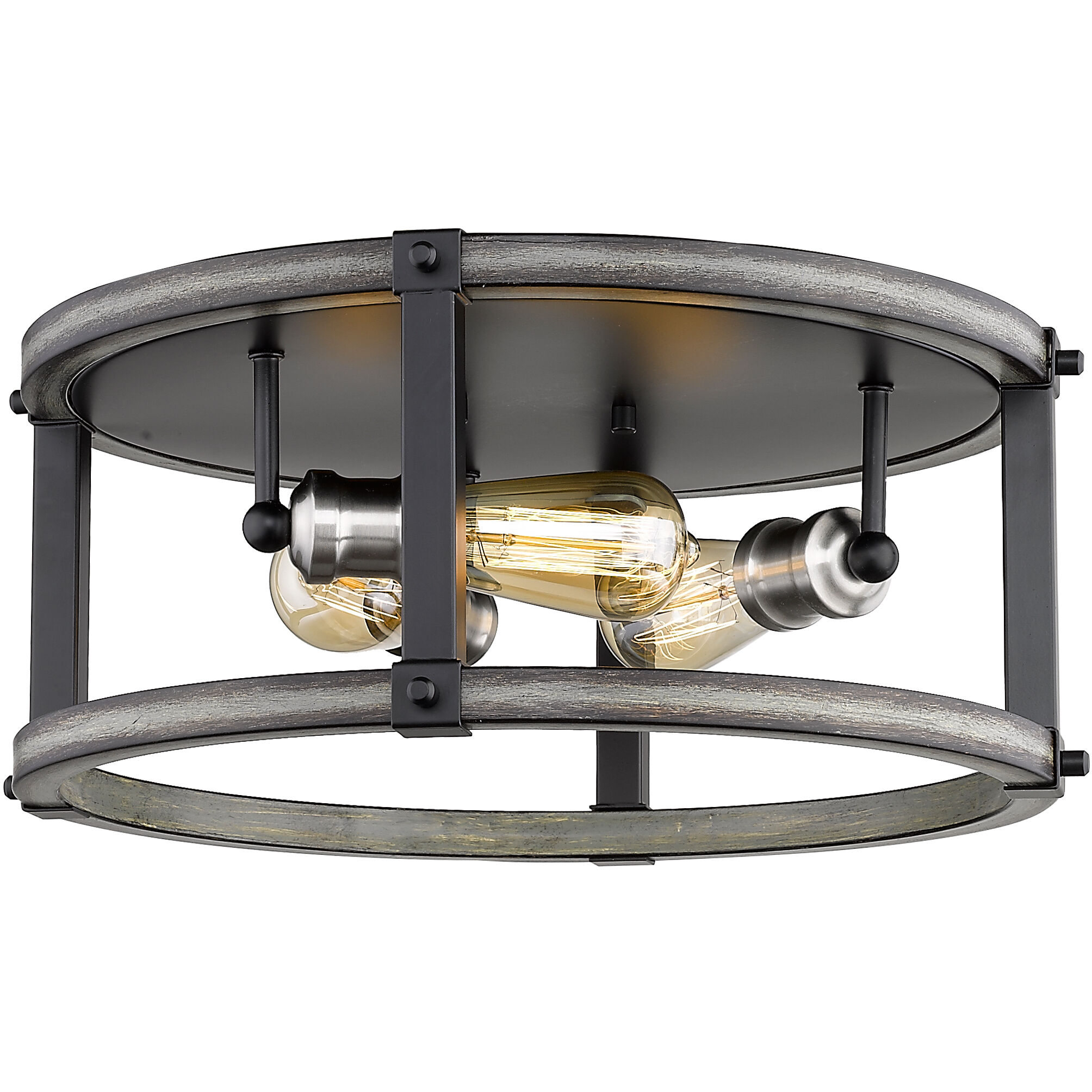 Kirkland 3 Light 16.25 inch Ashen Barnboard Flush Mount Ceiling Light
