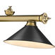 Cordon 3 Light 57.25 inch Rubbed Brass Billiard Ceiling Light in Matte Black Steel