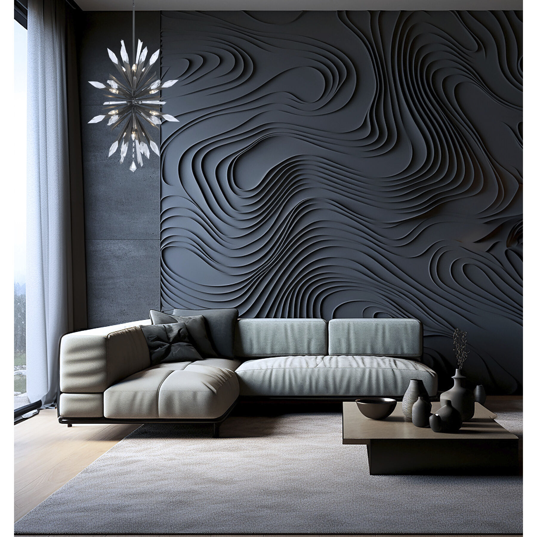 Elsa 12 Light 26.25 inch Midnight Graphite Pendant Ceiling Light