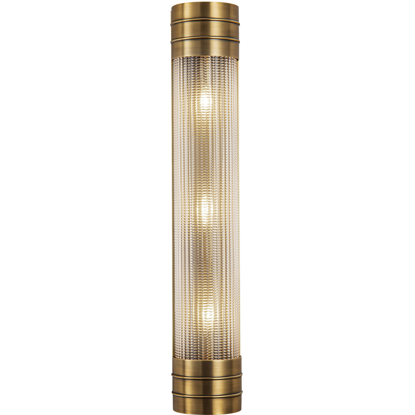 Willard Wall/Vanity Light Wall Light in Vintage Brass, Clear Prismatic Glass