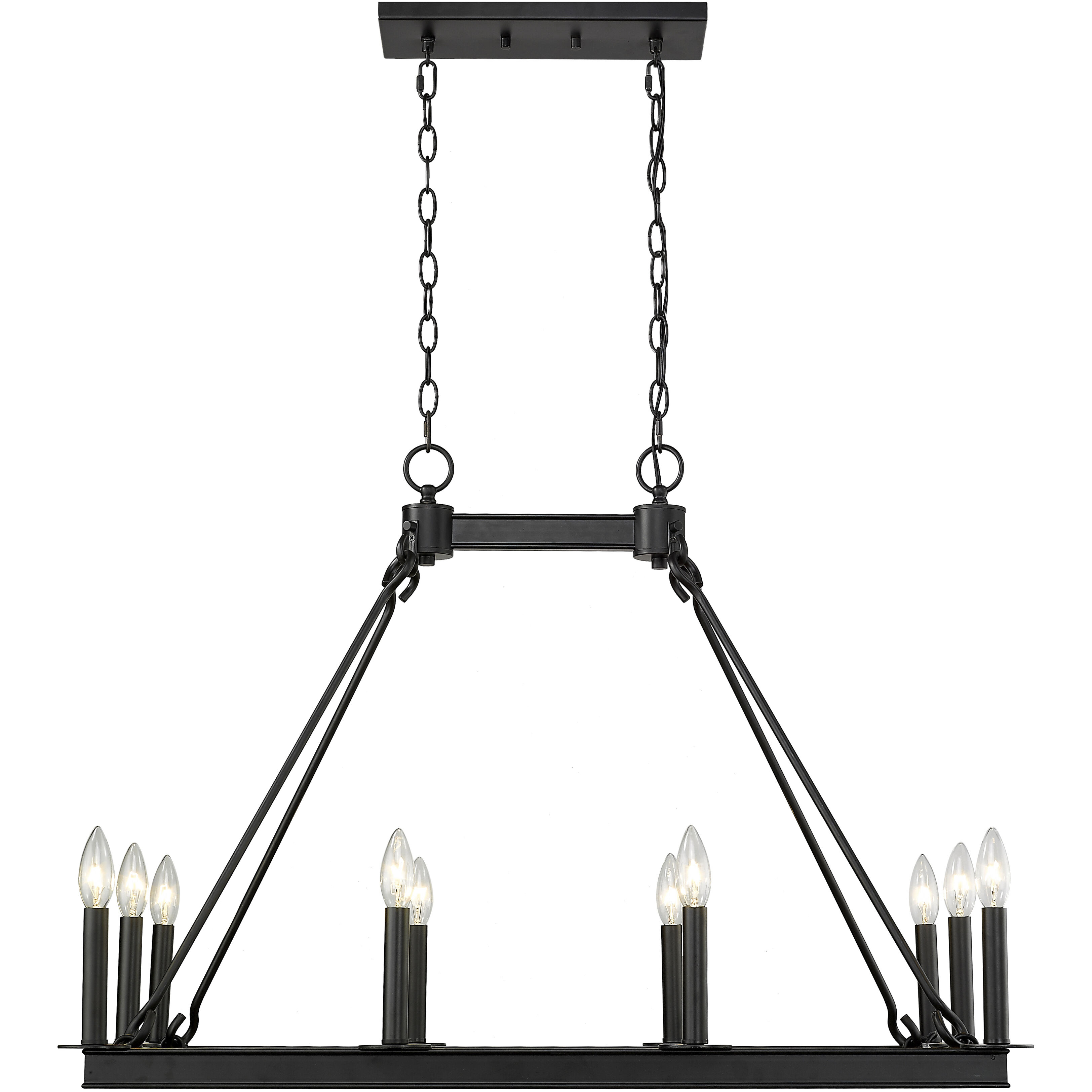 Barclay 10 Light 34 inch Matte Black Linear Chandelier Ceiling Light