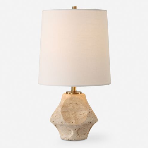 Indent 16.25 inch 60.00 watt Travertine and Antique Brass Accent Lamp Portable Light