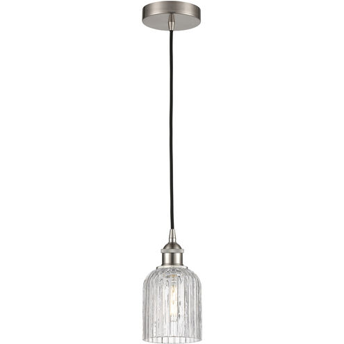 Bridal Veil 1 Light 5 inch Satin Nickel Mini Pendant Ceiling Light in Clear