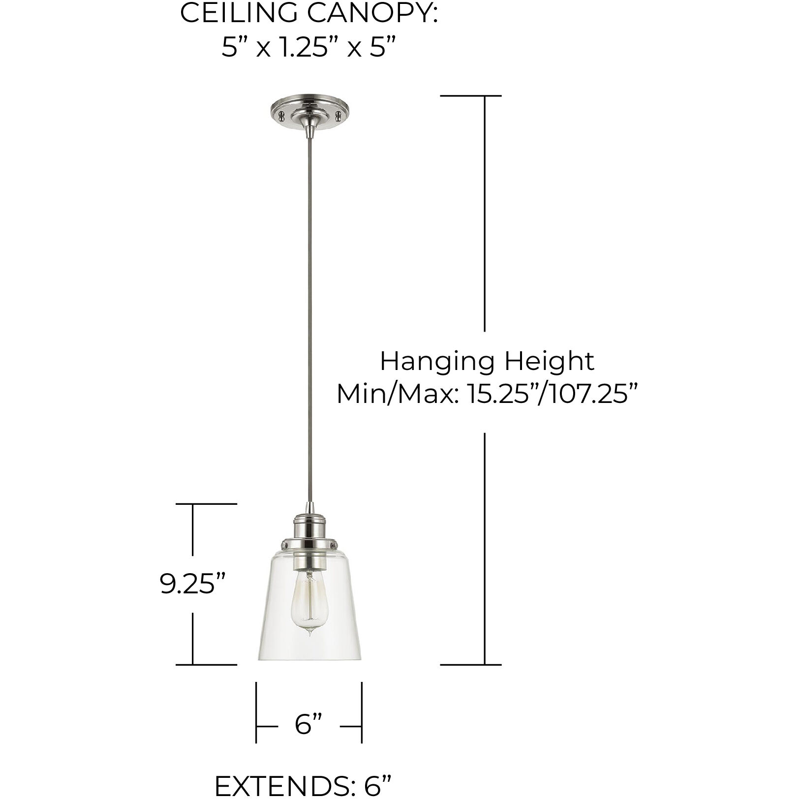 Fallon 1 Light 6 inch Polished Nickel Pendant Ceiling Light