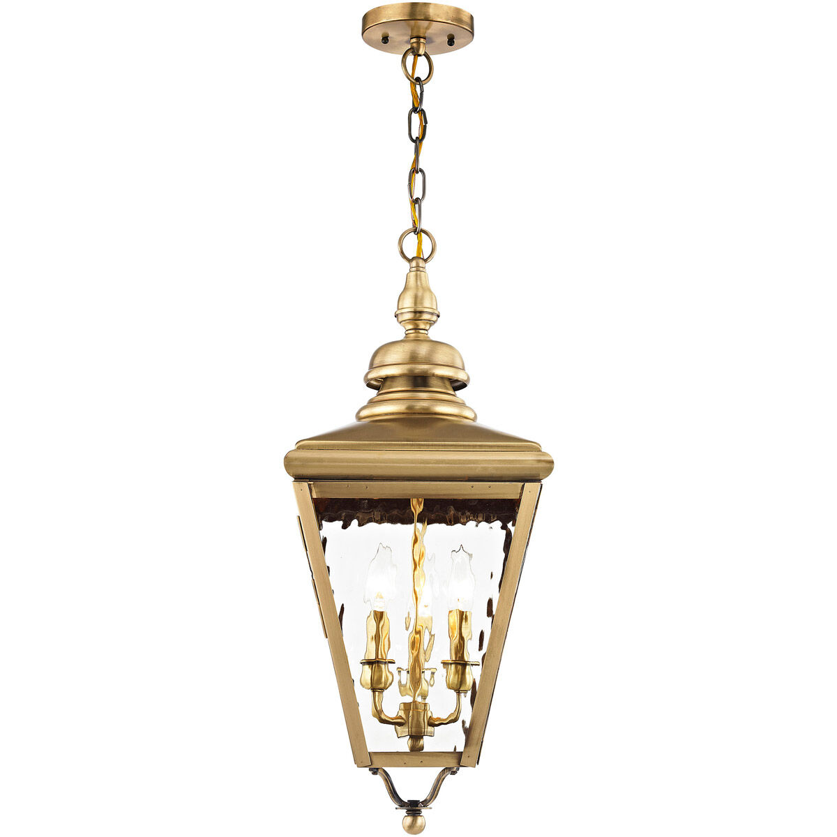 Cambridge 3 Light 11 inch Antique Brass Outdoor Pendant Lantern