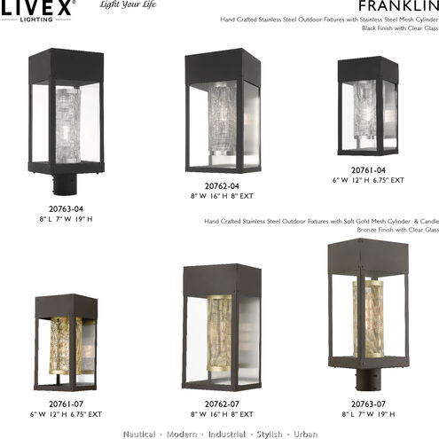 Franklin 1 Light 19 inch Black Outdoor Post Top Lantern