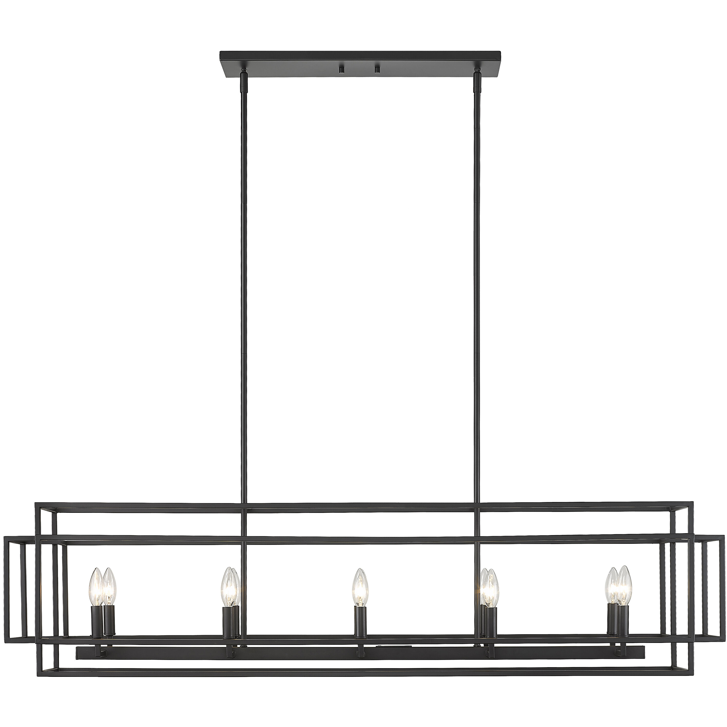 Titania 10 Light 54 inch Matte Black Linear Chandelier Ceiling Light